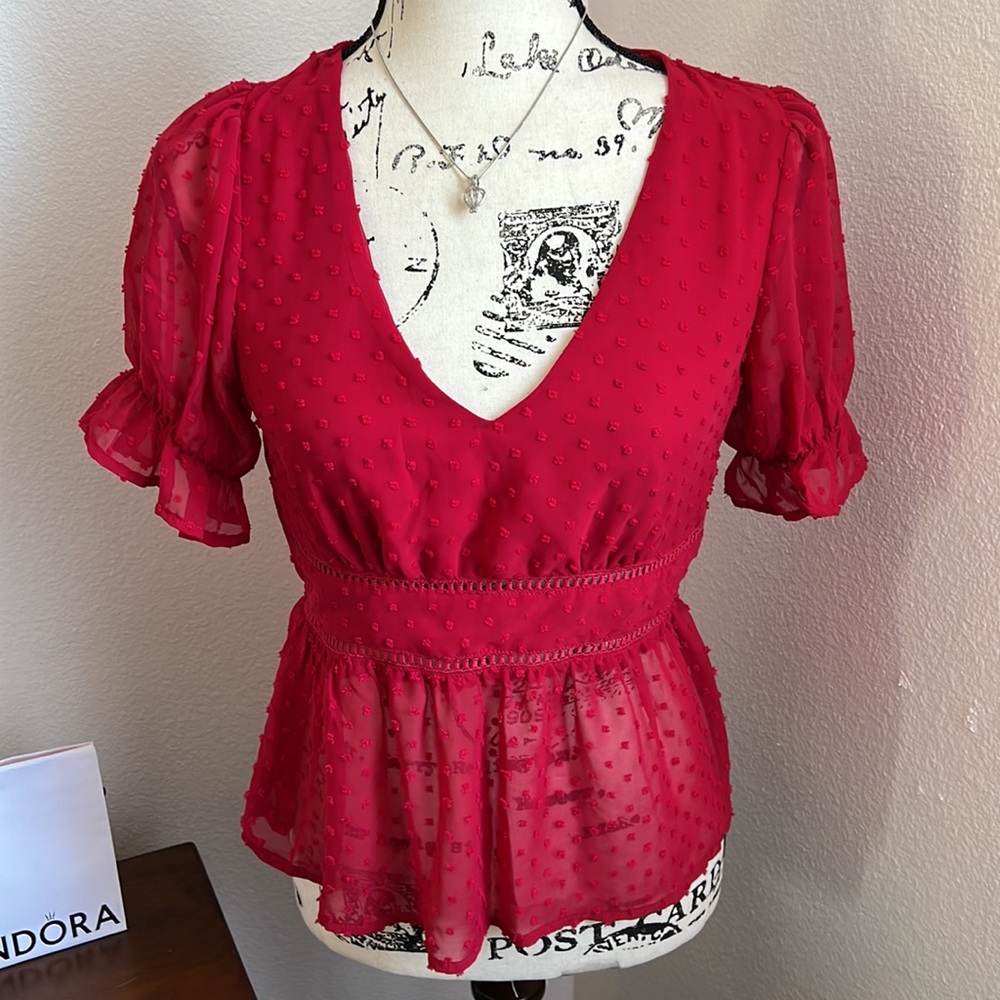 Francesca’s Collection dot sheer blouse - size small